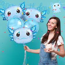 9 Pcs Axolotl Birthday Decorations Inflatable Party Supplies Include 4 Pcs Aluminum Foil Balloons 4 Round Balloons And 1 Axolotl Birthday Themed Party (Blue)2025 - 粉色 - 查看 9