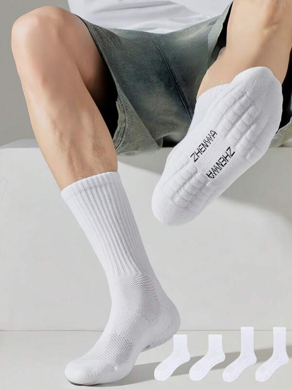 20 paires de chaussettes en coton de couleur unie simples pour hommes. Coussin en terry américain plus épais, absorbe l'humidité, convient pour le port quotidien, la course et les sports. Également disponible en designs de couple