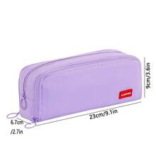 1 قطعة حقيبة يد نسائية جديدة بلون أحادي من مادة الأكسفورد ذات ثلاثة سحابات، حقيبة أقلام للطلاب للاستخدام اليومي في المدرسة