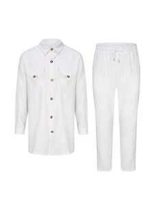 Kaunda Suits For Men White Pocket Suit 2 Pieces Set Men's Clothing Wedding Casual Suit Men Traditional Clothing African Style Men's Suit Set - White - View 3