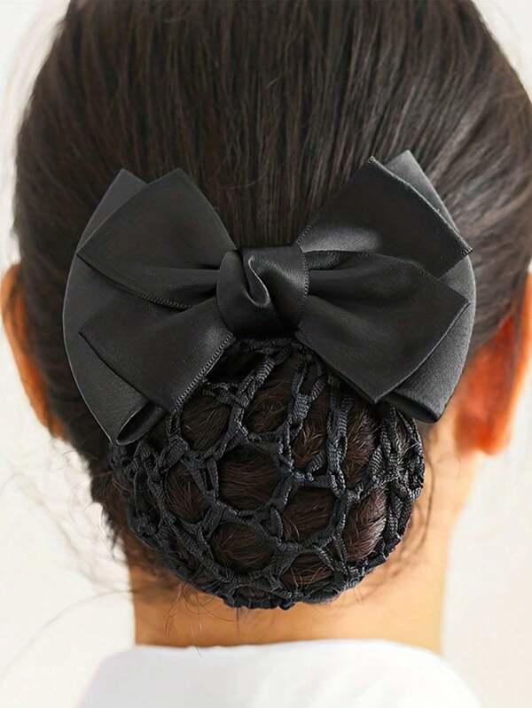 1pc Bun Shaper Hair Clip With Bow Net, Suitable For Flight Attendants Or Nurses Cute Valentine's Day Valentines Claw Clips Hair Claws Hair Barrettes, School Stuff, Elegant, College, Bows