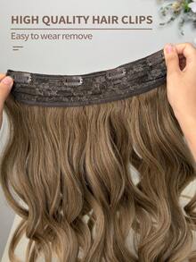 Clip-In Haarverlängerungen Farbverlauf Braun Gold Farbe 20 Zoll lang Natürliche Wellen Lockige Synthetische Haarteil - Ombre-Braun - Übersicht 8