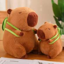 25cm Capybara Plush Toy Simulation Capybara Stuffed Animals Plushie With Turtle Schoolbag For Kids Birthday Christmas Gift Throw Pillow, The Perfect Decoration - The Perfect Gift. The Perfect Choice For Home Room Decoration, Sofa Decoration