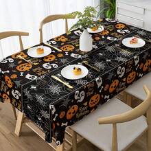 1 Stück Halloween Tischdecke - Kürbis Geist Schädel, farbenfrohe Mustergestaltung, geeignet für Küchendekoration, Partygeschenke und Raumdekoration, hervorragend für Zuhause oder Veranstaltungen, Esszimmertischdekoration