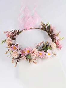 1 pièce Couronne de fleurs de style champêtre élégante pour mariée, accessoire de cheveux romantique pour mariage, festival, costume. Accessoire de cheveux pour femmes, voyage, anniversaire - Prune - Voir 14
