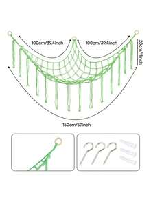 1Pc Homecoming Season Large Plush Toy Net Or Hammock, 55 Inch Toy Hammock, Macaron Plush Storage Corner Hanging Net Rack, Mesh Hammock With Hooks, Bedroom, Living Room Plush Storage Rack, Cotton And Linen Woven Plush Net, Plush Storage Bag, Large Plush Net - Multicolor - View 25