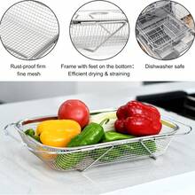 不锈钢细网过滤器和沥水篮，用于蔬菜过滤 - 厨房必备，过滤蔬菜