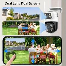 4MP+4MP HD Dual-Linsen Sicherheitskamera mit 360° Multi-Winkel-Ansicht, KI-Bewegungserkennung, wasserdichter Stromversorgung, WLAN-Konnektivität, Zwei-Wege-Audio und Mobil-App-Steuerung - Drahtlose Heim-Sicherheitsassistentin, Drahtlose Sicherheitskamera