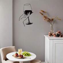 HELLOYOUNG 1 pièce Coupe à vin portative en métal Peinture murale Silhouette de coupe à vin Bar Décoration murale Décoration intérieure et extérieure Décoration de chambre Décoration de salon Décoration de restaurant Décoration de bureau Pendentif en métal, convient pour la décoration moderne de la maison, la décoration de la maison, la décoration de la pièce