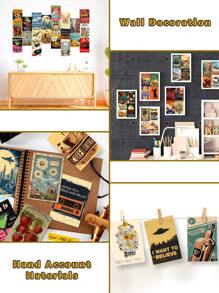 50 张复古海报系列装饰墙卡，美好生活温馨明信片、留言卡、室内卧室墙壁装饰贴纸，适用于学校用品，返校