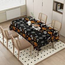 1 Stück Halloween Tischdecke - Kürbis Geist Schädel, farbenfrohe Mustergestaltung, geeignet für Küchendekoration, Partygeschenke und Raumdekoration, hervorragend für Zuhause oder Veranstaltungen, Esszimmertischdekoration