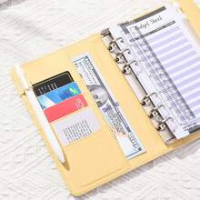 A6 PU Leather Binder 6-Ring Notebook, Stylish Design, Personal Notebook Binder Cover, Can Be Used For Cash Budget Storage Shell, Album Shell,For School Supplies,Back To School