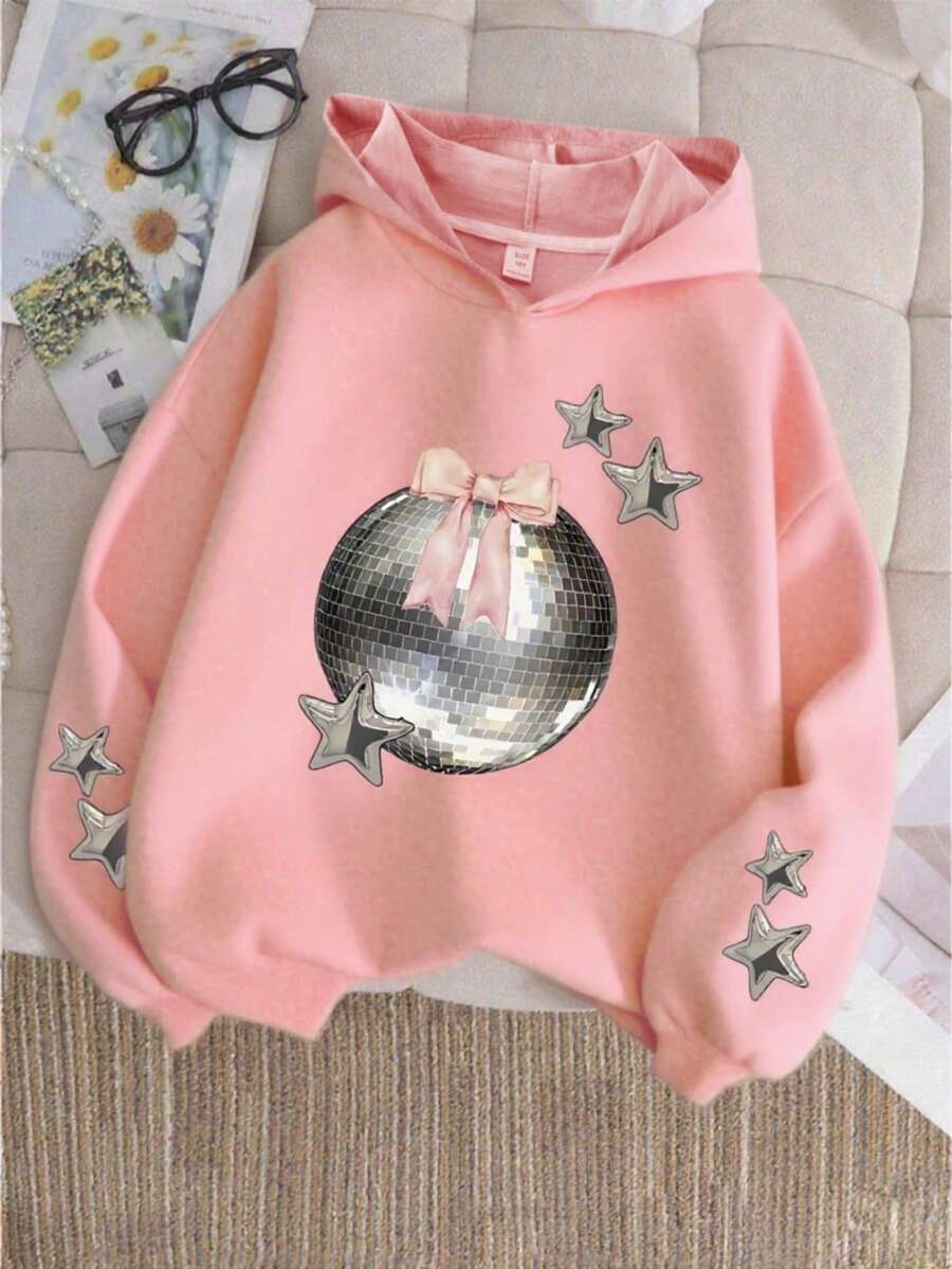 1pc Y2K Style Sweatshirt, Casual Long Sleeve Hooded Top, Suitable For Back To School, Graduation Season, Daily Casual Wear - Pink - View 1