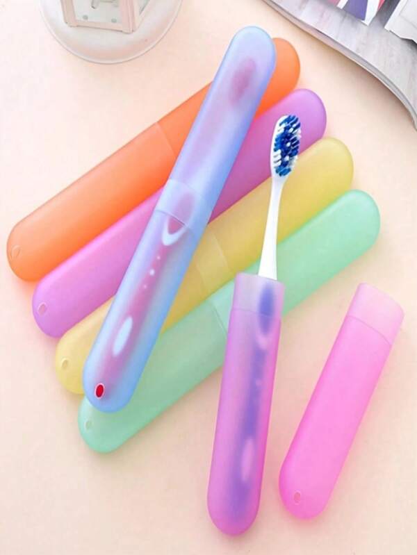 6/5/3/2/1pc Portable Colorful Dust-Proof Toothbrush Holder, Plastic Toothbrush Container, Travel-Friendly Dust-Proof Toothbrush Case, Suitable For Daily Use And Travel, Plastic Toothbrush Storage Box