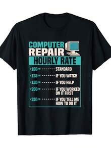 Camiseta divertida de reparación de computadoras con tarifa por hora - 220g - Negro - Ver 6