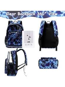 Polaris Clear Backpacks For School Heavy Duty Transparent See Through Clear Backpack Stadium Approved Clear Bookbag For Boys College School Clear Backpack For Concert Work Sport Travel - 藍色閃電 - 查看 10