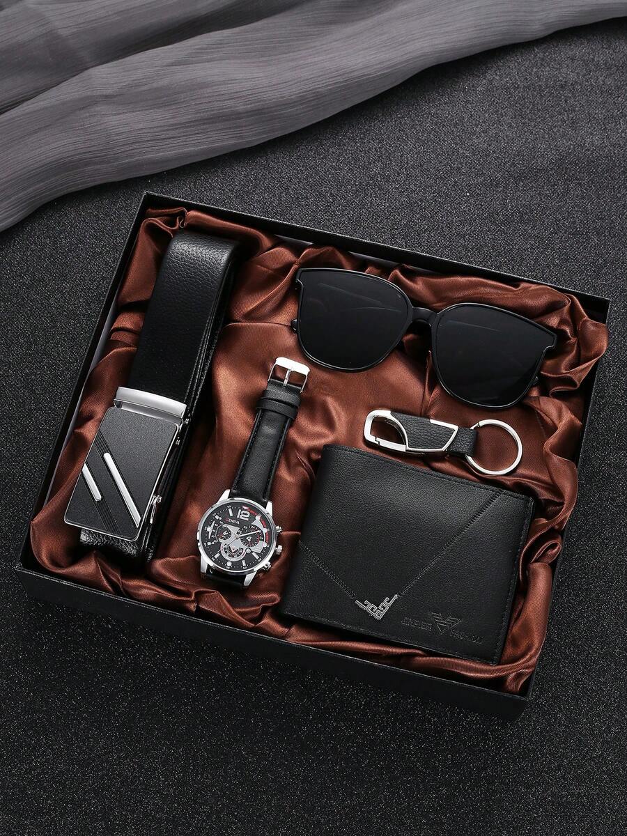5 件/套男士商务手表套装，简约时尚，适合男士日常通勤，完美礼物 - 5pcs - 查看 1