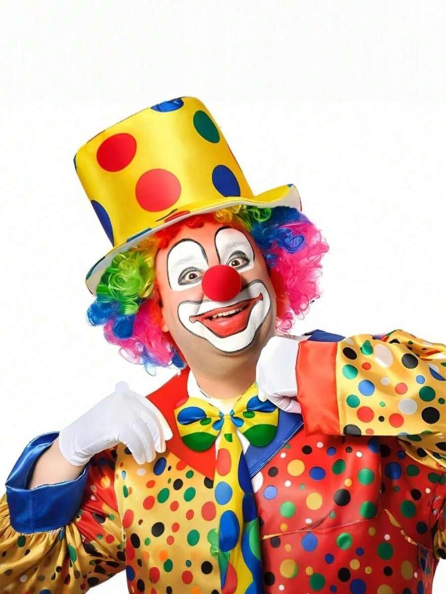 6pcs/Set Circus Party Costume Props, Clown Costume Accessories Including Clown Mask, Bow Tie, Sponge Nose, Shoe Cover, Clown Wig, Performance Props - متعدد الألوان - مشاهدة 1