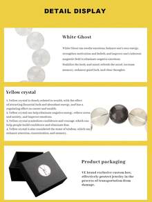 1pc High Quality S925 Silver Natural Multi-Gem Crystal Bracelet, Includes White Crystal, White Phantom Quartz, Helps With Study & Career, Matched With Tiger's Eye, Yellow Citrine, Black Obsidian, Yellow Agate, Suitable For Self, Girlfriend, Friend, Mother, Unisex. Jewelry Color Randomly Assorted - Bracelet - View 5