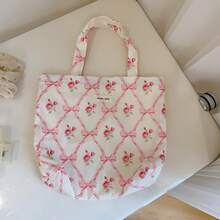 Women Shoulder Bags - 粉紅蝴蝶結菱格花朵 - 查看 1