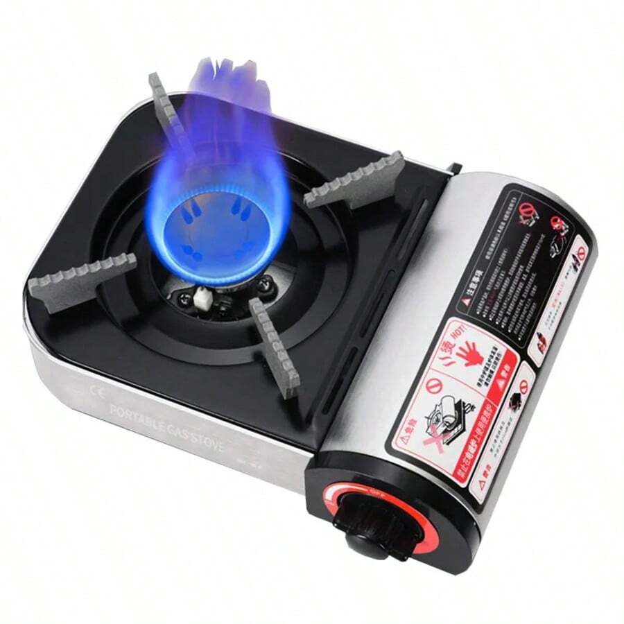 FENGSEN Portable Camping Gas Stove - Compact Mini Butane Stove With Carrying Case | 24.5 X 17 X 8 Cm - Plateado con negro y detalles rojos - 查看 1