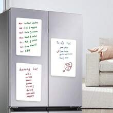 8.26 英寸 x 5.82 英寸白色磁性白板，配可擦写柔性马克笔，适用于冰箱磁铁、磁性白板、冰箱贴、厨房备忘录、购物清单、学校用品、返校用品、白板 - 彩色 - 查看 8