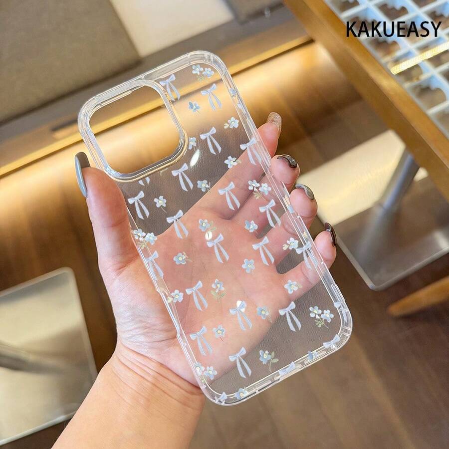 Funda para teléfono Linda Flor Arco Estilo universitario Estético Teléfono transparente 16, 15 14 13 12 11 Pro X XSMAX Teléfono transparente Cumpleaños Damas Hermana Chica adolescente Cosas de moda - transparente - Ver 1