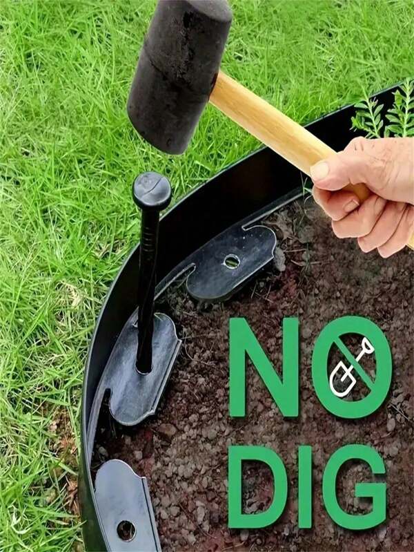 Landscape Edge Border Kit, 16.4 Feet Heavy Duty Plastic Garden Lawn Edge, 2 Inches High, With 15 Screw Nails, No Digging Garden Edge Lawn Border, For Landscaping, Yards, Garden Borders And Road Dividers.