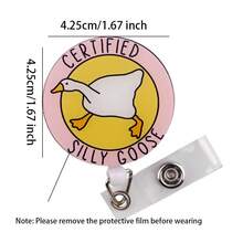 1pc Silly Goose Badge Reel Retractable For Nurse Cute Nursing ID Badge Holder Accessories With Funny Acrylic Badge Reel For Office Social Worker Hospital - A - View 2