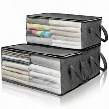 1 pieza Caja de almacenamiento de ropa plegable, bolsa de almacenamiento de gran capacidad, bolsa de almacenamiento de edredón de tela no tejida, bolsa de almacenamiento y transporte de edredón, bolsa de almacenamiento de equipaje de ropa, para almacenamiento y organización estacional