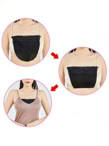 3/1 Set Women's Contrast Lace Bra Pads, 3/1 Set Woven Polyester Bust Enhancers, Invisible Anti-Peep Removable Bra Cups, Machine Washable Striped Bra Accessories - Multicolor - View 7