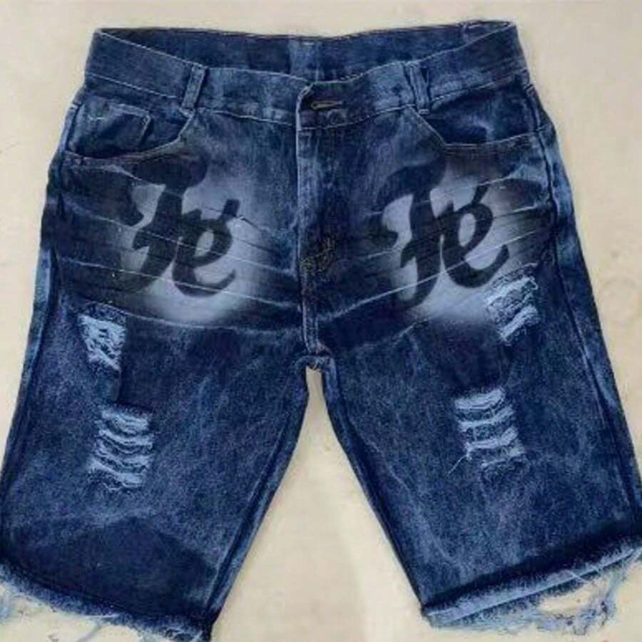 Men's Bermuda Jeans Wholesale Lycra Elastane - 寶藍色 - 查看 1