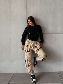 GLAM Four-Pocket Cargo Jogger Pants New Foreign Fashion Launch - Beige - View 3