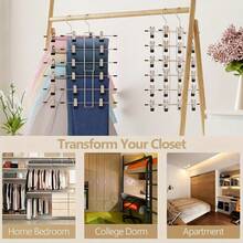 6-Tier Metal Pants Hanger With Clips - Space-Saving Wardrobe Organizer For Jeans, Scarves, And Skirts - Durable Painted Finish, Multi-Layer Storage Rack For Closet Organization, Compact Clothes Storage | Spacesaving Design | Metal Construction, Hangers For Clothes - Black - View 4