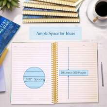 大号螺旋装订笔记本，B5，300 页，8x10 大号笔记本，精装大号日记本，厚横线笔记本，文森特梵高杏花女士礼物。，适用于学校用品，返校 - B5 - 查看 5