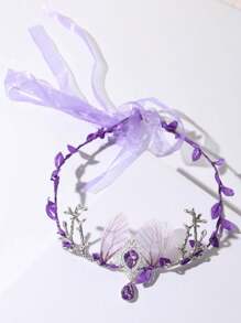 1 pièce Ailes de fée des bois, couronne de feuilles avec strass, accessoire de cheveux unique pour mariée, mariage, fête, cadeau créatif pour anniversaire, Thanksgiving, Halloween. Accessoires pour cheveux, couronnes, tiare, couronne de costume