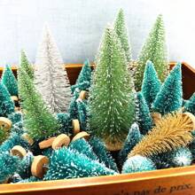 12 Pieces Mini Christmas Tree Sisal Silk Cedar - Decorative Small Christmas Tree - Gold S Blue Green White Mini Tree Window DIY Ornament Christmas Table Decoration New Year Gift Home Decor