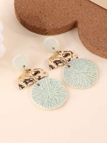 1 对手工制作的陶瓷条纹圆形吊坠耳环，独特，适合度假、派对和日常佩戴