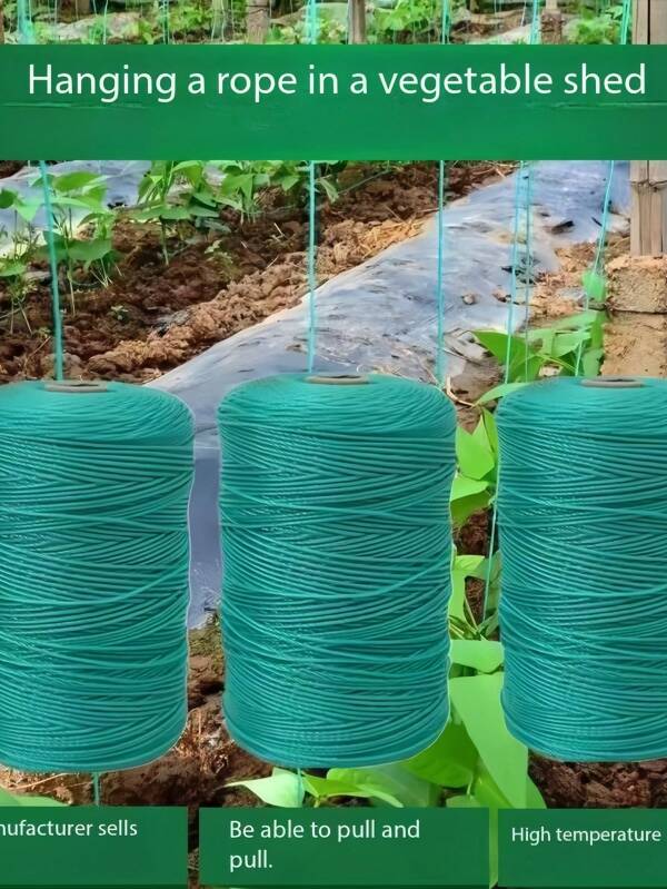 1pc Heavy-Duty Green Polyethylene Hanging Seeding Ropes - UV-Resistant, Extra Long & Thick Garden Twine For Tomatoes, Peppers, Melons, Beans, Okra - Large Roll For Secure Plant Support & Outdoor Gardening, Outdoor Gardening Essentials | Smooth Texture Rope | Polyethylene Twine[Green Durable Twine] 800M Green Durable Braided Twine