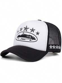 2025 Fashion Personalized Simplicity New Baseball Hat Five Star Embroidery Street Fashion Creative Hip Hop Hat Street Dance Decoration Hat Outdoor Leisure Sports Sunshade Hat Breathable Mesh Hat For Daily Life Suitable For Both Men And Women