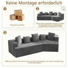 Corner Sofa, Lounge Sofa With Clouds, Combination Sofa
312 Cm Modular Cloud Sofa, Minimalist Design, Lamp Plush Fabric, No Assembly Required, Flexible For Living Room & Bedroom – Ideal For Small Spaces And Families, With Reclining Function - Grey - View 5