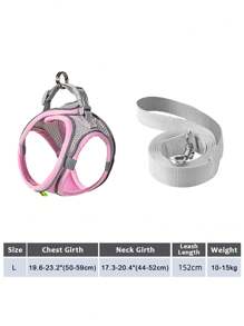 2pcs/Set Reflective Cat Dog Leash And Harness Set - Comfortable, Breathable Mesh Vest With Padded Nylon Lead For Small To Medium Breeds Pet Collars - No-Choke Design With Dual D-Ring
