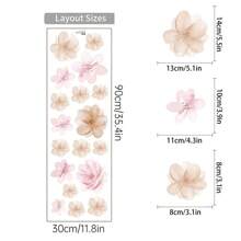 1 件花卉和叶子可撕墙贴，简约风格，适用于玄关、卧室背景，可移除 - 彩色 - 查看 2