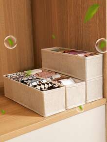 4pcs/1pc Foldable Underwear Storage Box, Space Saving Storage Basket, Wardrobe Organizer, Underwear Socks Storage Basket, Drawer Storage Accessories, Portable, Home Decoration, Bedroom And Apartment Accessories,4/1pc For Choose,Mother's Day,Gift For My Mother,Back To School Supplies, Back To School Season Supplies - Multicolor - View 4