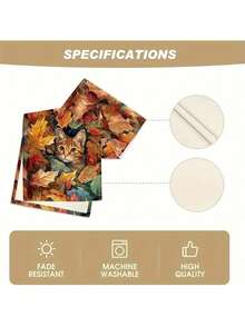 1 件，猫枫叶植物花卉秋季桌旗，季节性秋季厨房餐桌装饰，适合家庭派对装饰 - 彩色 - 查看 7