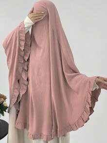 1 Stück Rüschen Hijab Khimar und Abaya Jilbab Kleid, Premium Jilbab Muslimisches Gebet Kopftuch für Frauen, Islamische Kleidung Khimar klassisch vielseitig für jede Abaya Robe oder Muslimische Robe Schleier Hijab, Strand, Urlaub - Verschiedenfarbig - Übersicht 6