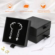 10pcs Jewelry Gift Boxes, 3.5 X 3.5 Inch Black Cardboard Jewelry Boxes, Bulk Small Jewelry Boxes With Lids, For Necklace Ring Earring Display Boxes, Earring Ring Necklace Storage Boxes For Women Storage Organizer Travel Essentials Back To School Dormitory Storage Fall Decor