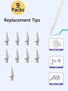 3/6/9 PCS Replacement Tips Compatible With Apple Pencil 1st/2nd Gen, Pencil Nibs Compatible With Ipad Pro Pencil 2/1 Gen,IPad Pro Pencil Sets Best Gifts For Christmas, Family, Friends, Birthday, Holiday Pen Accessories