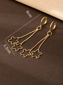 1 Pair Fashionable & Elegant Pentagonal Flower Design Earrings, Versatile