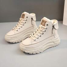 High-Top Shoes For Women, Autumn 2025 New Round Toe Shoes, Thick Sole Height-Increasing Casual Sneakers, Street Style Women's Shoes